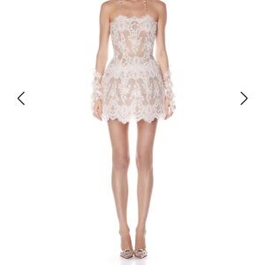 Maraya Blanc Lace Mini Dress